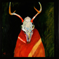 Rick Bartow, <em>Deer Spirit for Frank LaPena</em>, Acrylic on panel, 24 x 24 inches, 1999, Private Collection, © Rick Bartow