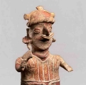 Male figure, Ixtlán del Río, Nayarit, ceramic, slip, modern restoration material, GM 54.4066
