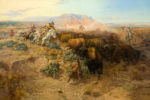 Charles Marion Russell, <em>The Buffalo Hunt</em>, oil on canvas, GM 0137.2243