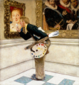 Norman Rockwell, <i>Art Critic</i>, 1955<br />
Cover of <i>The Saturday Evening Post</i>, April 16, 1955<br />
Oil on canvas<br />
Norman Rockwell Museum Collection<br />
©SEPS: Licensed by Curtis Licensing, Indianapolis, IN. All rights reserved.<br />
www.curtislicensing.com
