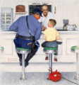 Norman Rockwell, <i>The Runaway</i>, 1958<br />
Cover of <i>The Saturday Evening Post</i>, September 20, 1958<br />
Oil on Canvas<br />
Norman Rockwell Museum Collection<br />
©SEPS: Licensed by Curtis Licensing, Indianapolis, IN. All rights reserved.<br />
www.curtislicensing.com