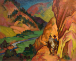 William Henderson<br />
<em>Two Riders in the Canyon</em><br />
c.1919, oil on board<br />
Collection of Gil Waldman and Christy Vezolles