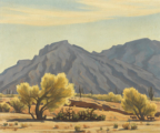Edith Hamlin<br />
<em>Sand Wash in Spring</em><br />
1949, oil on canvas<br />
Collection of Gil Waldman and Christy Vezolles