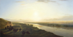 William Jacob Hays, Sr., <i>A Herd of Bison Crossing the Missouri River</i>, 1863. Oil on canvas, Buffalo Bill Center of the West, Cody, Wyoming. Gertrude Vanderbilt Whitney Trust Fund Purchase. 3.60