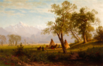 Albert Bierstadt, <i>Wind River Mountains</i>, Nebraska Territory, 1862. Oil on board, Layton Art Collection, Inc. at the Milwaukee Art Museum. L1897.3. Photographer credit: Larry Sanders.