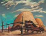 José Chávez Morado, <em>Horses</em>, oil painting, 1947,  GM 01.2009