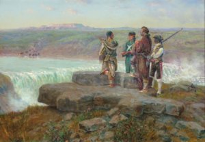  Lewis and Clark with Sacajawea at the Great Falls of the Missouri 1804 / Olaf Carl Seltzer