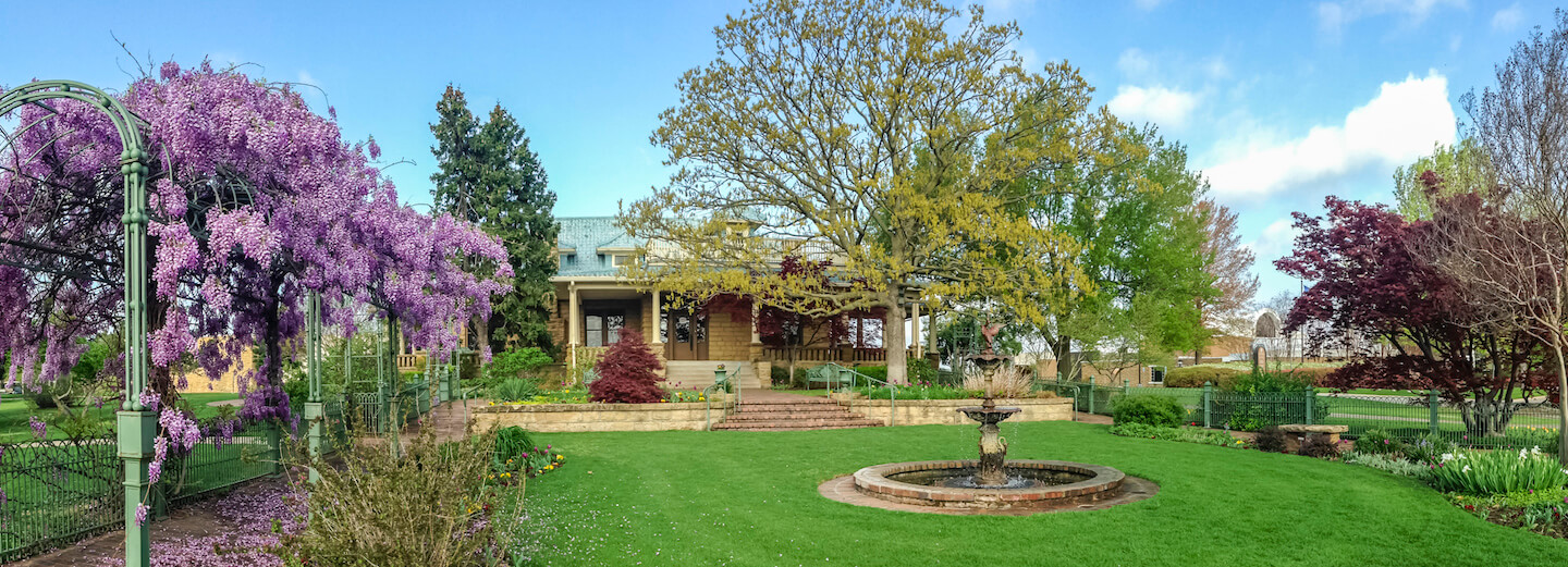 Spring view of Gilcrease House